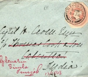 GB Cover *Henley* FORWARDED Thos COOK Railway TPO INDIA *Simla* 1906 V192 - Picture 1 of 6