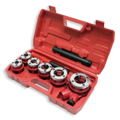 MGIDEA FILIERA MANUALE A CRICCO SET 9 PEZZI FILETTATURA TUBI IDRAULICI SET VALIGETTA