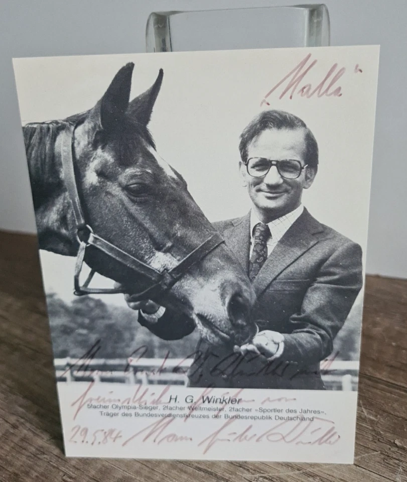 Seltenes Autogramm - Hans Günter Winkler mit Pferd Halla - original signiert - Bild 1 von 2
