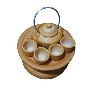 Antiguo Utensilio de Cocina Khantoke Caldera Conjunto Tailandés Loza Talla A Mano Mini - Imagen 1 de 9