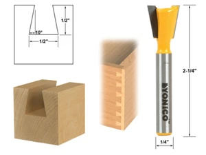 10° X 1/2" Dovetail Router Bit - 1/4" Shank - Yonico 14111q - Picture 1 of 1