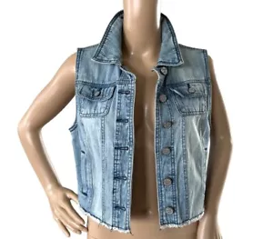 Indigo Rein Junior's Blue Denim Button Pockets Vest Size M - Picture 1 of 4