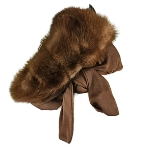 Vintage Brown Mink Fur Beret Pillbox Hat with Bow Women's O/S One Size USA Made - Picture 1 of 10