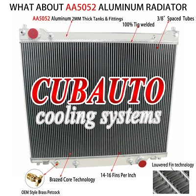 For 1997-14 Ford E-150 E-250 E-350 E-450 Super Duty AT 3-Rows Aluminum Radiator Foto 1 de 4