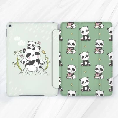 Cute Kawaii Panda Bear Green Case For iPad 10.2 Air 3 4 5 Pro 9.7 11 12.9 Mini - Image 1 of 4