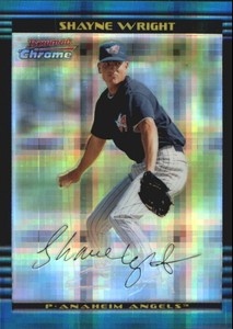 2002 Bowman Chrome X-Fractors Anaheim Angels Baseball Card #162 Shayne Wright