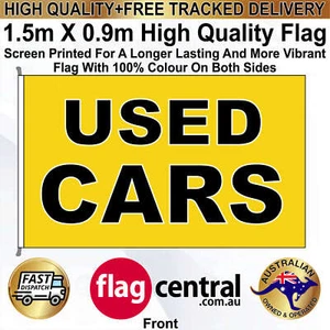 USE D CARS Black on Yellow 1.5m x 0.9m Flag *Tracked Delivery *Cost Effective - Foto 1 di 3