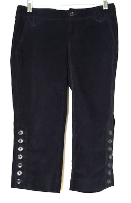 Pantalones capri Banana Republic negros de algodón pana con botones en la pierna elásticos para mujer 0 Foto 1 de 4