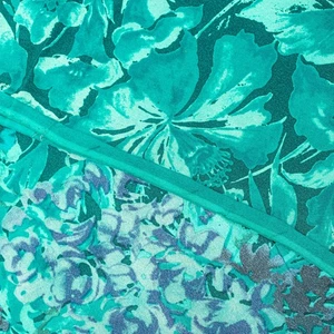 Sanskriti Vintage Sarees Blue Pure Crepe Floral Print 5+Yd Bohemian Fabric Sari - Picture 1 of 12