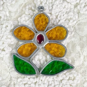 Buntglas Gänseblümchen Blume Sonnenfänger Vintage - Bild 1 von 5