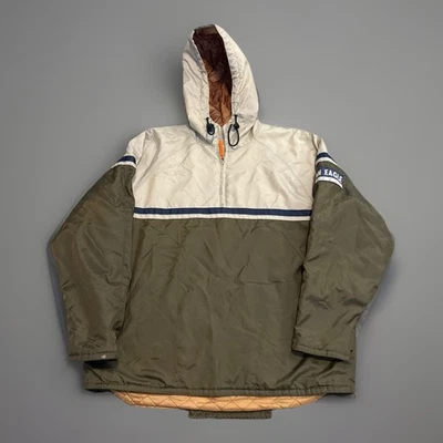 Vintage American Eagle Color Block  Quarer Zip Pullover Puffer Jacket Ski Hood L - Image 1 of 4