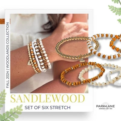 Park Lane Sandalwood 6 Strand Bracelet Crystal Wood Faceted Beads Heart Charm - Image 1 of 3