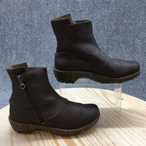 El Naturalista Boots Womens 38 Yggdrasil NE28 Side Zip Ankle Boot Brown Leather - Picture 1 of 19