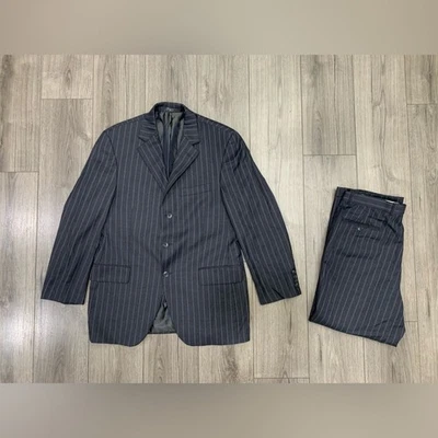 Blazer Loro Piana Silverstone para hombre talla 40 Von Maur gris/azul a rayas Foto 1 de 4