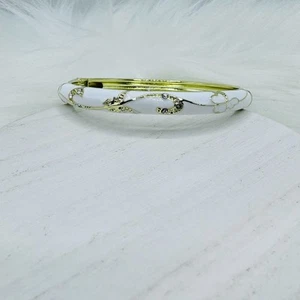 White Jasmine Floral Enamel Cloisonne Bracelet Bangle - Picture 1 of 8