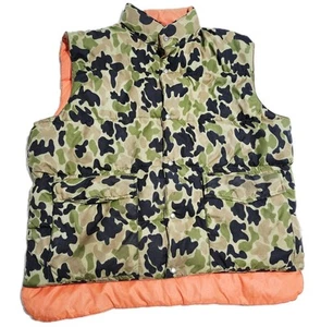 Vintage Timber King Down Reversible Duck Orange Camo Vest Sz X Large XL - Picture 1 of 7
