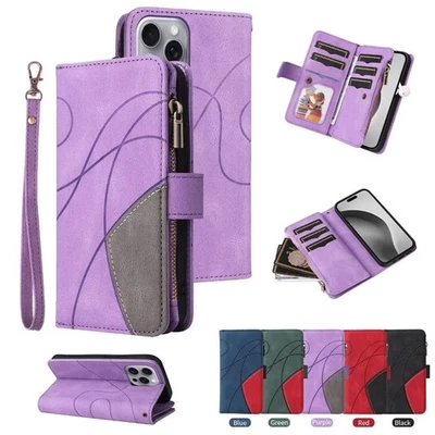 Zip Splice Leather Wallet Cover Case For Motorola G85 G84 G54 G75 E14 G14 G05 - Image 1 of 4