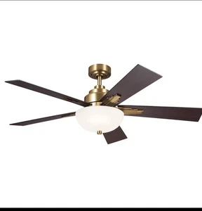 Kichler Vinea 52" Vinea Fan, Brushed Natural Brass/Frosted - 300345BNB - Picture 1 of 7
