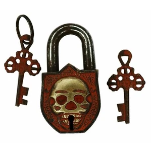 Skull Shape Antique Style Door Lock Handmade Brass Fully Functional Padlock - Picture 1 of 8