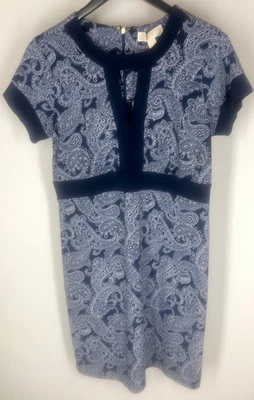 Vestido Michael Kors Peek Hole Corpiño M Azul Blanco Paisley Manga Corta Foto 1 de 4