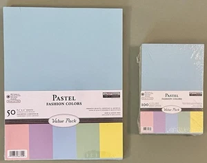 2 PACKS! The Paper Company PASTEL Assorted Cardstock 8.5" x 11" & 4.5” x 6.5” - Picture 1 of 6