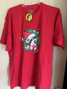 Neu mit Etikett Buc-ees Weihnachten rotes T-Shirt Erwachsene XL "Never Calm Always Bright" NEU - Bild 1 von 4