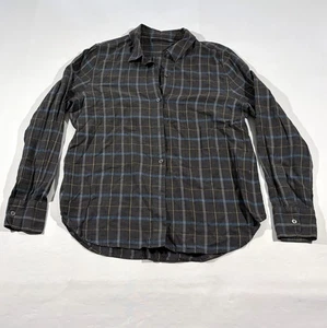 Jenni Kayne Hemd Damen Flanell kariert Relax Fit grau Baumwolle Knopfleiste Gr. L - Bild 1 von 9