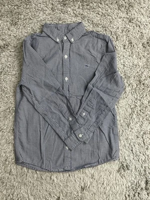 Vineyard Vines Shirt Boys 7 Blue Gingham Whale Shirt Button Down Long Sleeve - Image 1 of 4