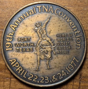 1977 Fort Worth, Texas TX Numismatics Association größte Indoor Rodeo Medaille - Bild 1 von 4