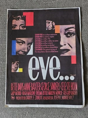 All About Eve French Movie Poster 1950 Signed by C. Hubert 11 X  14 1/2 - Image 1 of 2