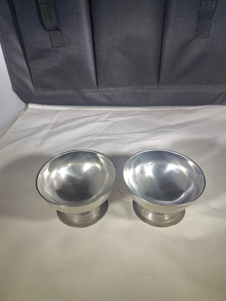 Vintage Stainless Steel Dessert Bowls Set Of Two 2.25"X4"  - Image 1 of 4