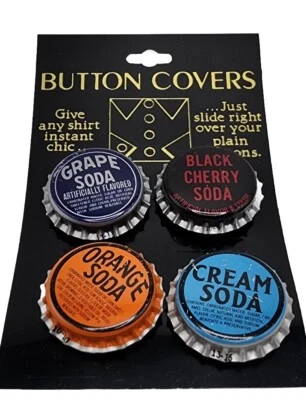Lote de 4 tapas de botones vintage para botellas de refresco plata naranja azul rojo instantáneo elegante  Foto 1 de 4