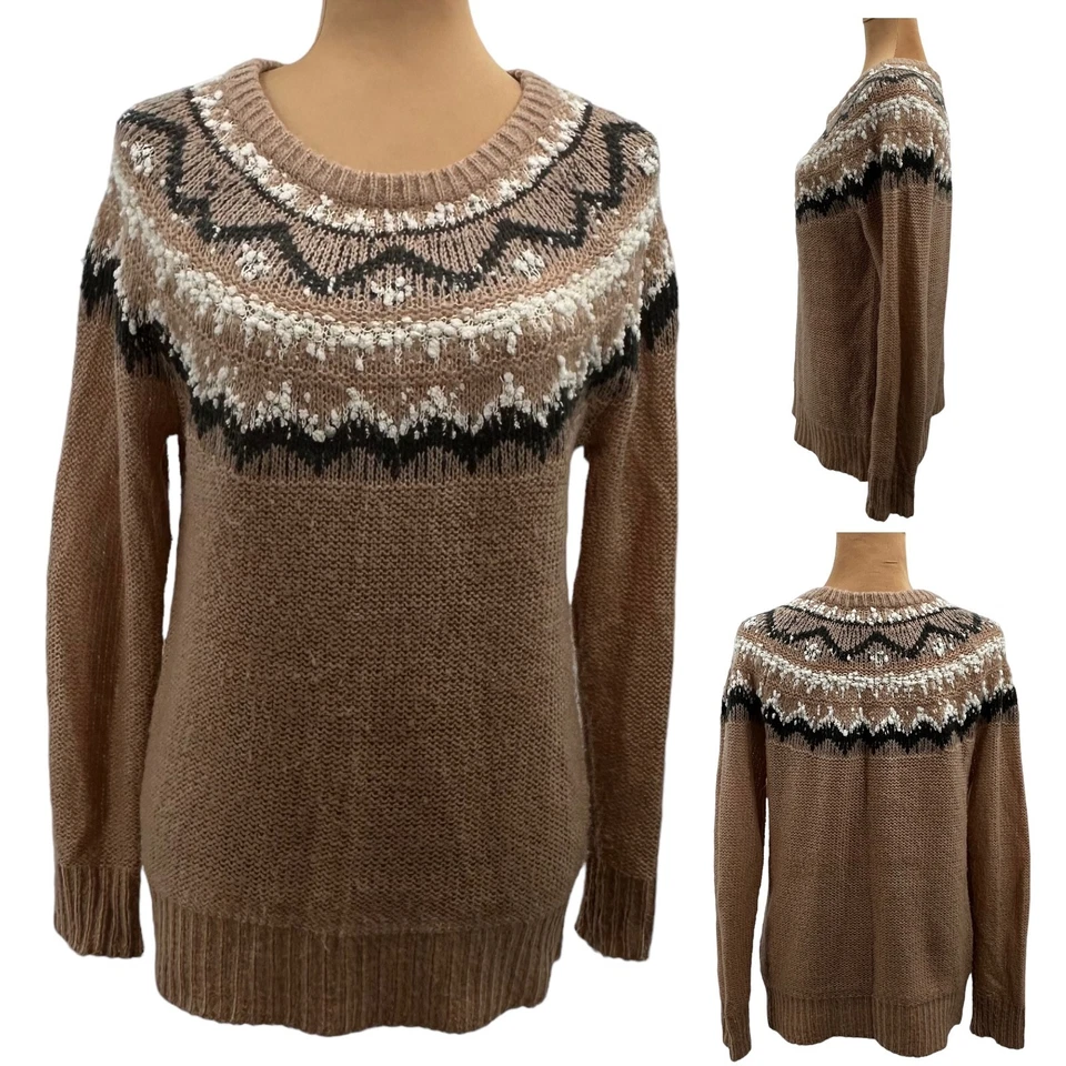 Suéter Canyon River Blues Fair Isle Copo de Nieve Nórdico Tostado Rosa Gris Blanco Mediano Foto 1 de 4