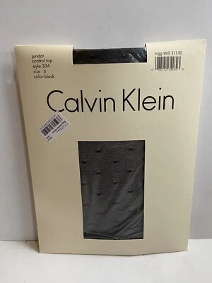 Pantimedias Calvin Klein 2000 talla B Pindot negras control superior. Nuevo en paquete. Foto 1 de 4