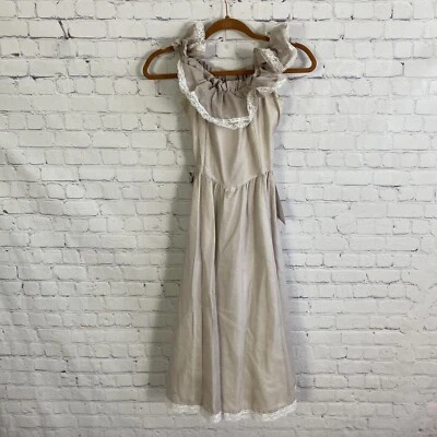 复古 Gunne Sax 连衣裙米色圆点乡村草原花卉花边 Midi Mini — 第 1/4 张图片