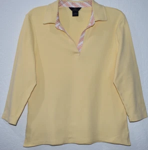 Brooks Brothers 346 Women M 3/4 Sleeve Polo Top Collared Pullover Shirt V-neck - Picture 1 of 18