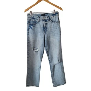 Express US Womens 6R Light Wash Distressed Straight Ankle Jeans High Rise NEW - Picture 1 of 12