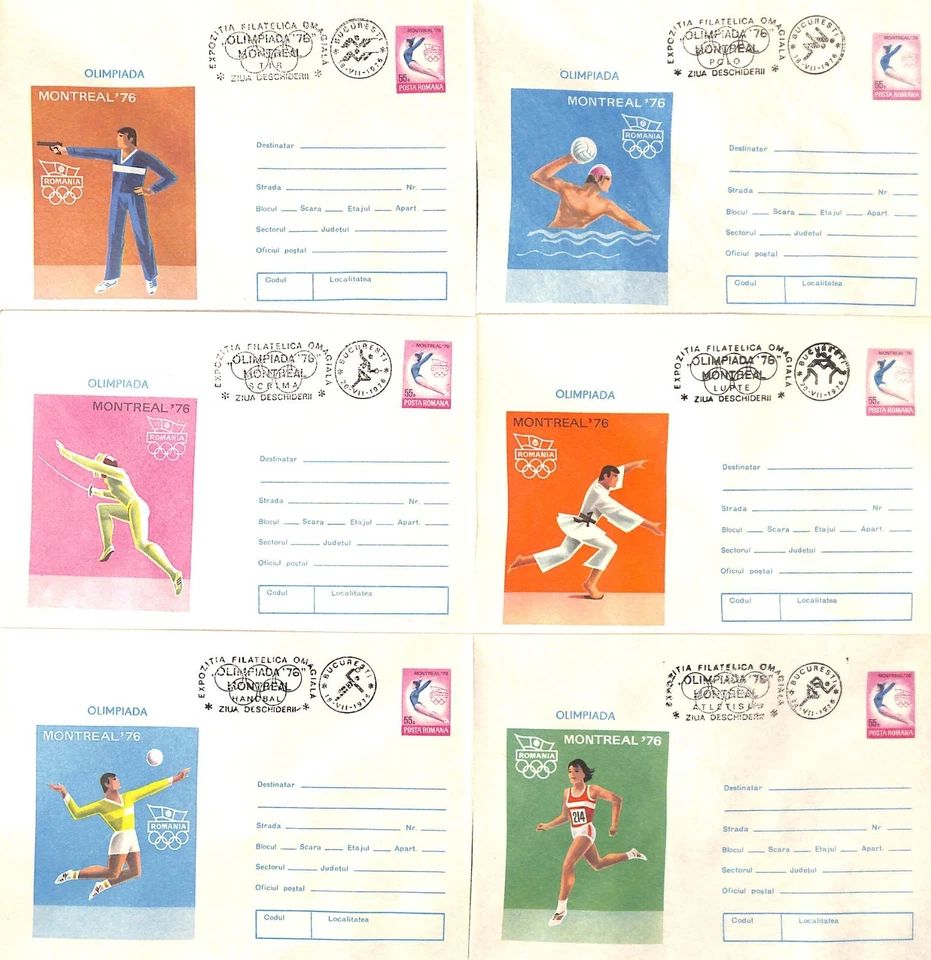 BB002 Set of 6 covers Romania 1976 Olympics Montreal `76 - Image 1 of 4