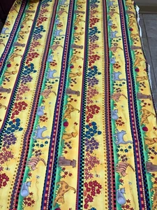 Pippi’s House By Fabri-Quilt Cotton Fabric Cats Dogs Flowers Stripes - 2 yd x 44 - Picture 1 of 3