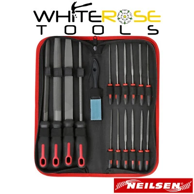 Neilsen File Set Metal Wood Engineers Needle Half Round Square Flat 18pc - Image 1 of 3