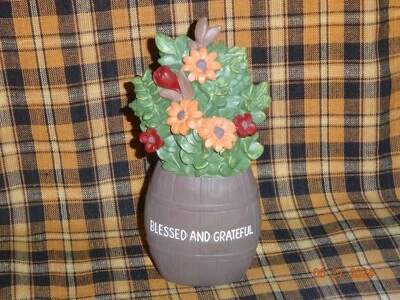 NEW BLOSSOM BUCKET "BLESSED AND GRATEFUL" FALL FLOWERS IN BARREL - Image 1 of 4