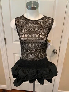 Maje Black Drop Waist Mini Dress Ruffles Lace, Size 36 / Small - Picture 1 of 7