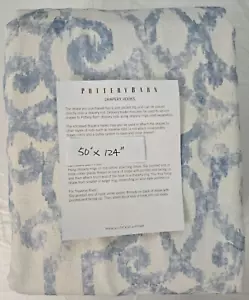 Pottery Barn Margot Scroll Rod Pocket Blackout 1-Curtain 50" x 124" Blue - Picture 1 of 3