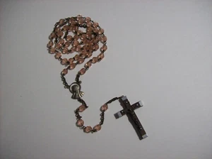 Vintage Light Pink Glass Bead Catholic Rosary, Jerusalem, x - Picture 1 of 22