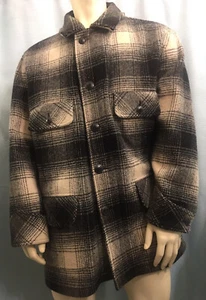 XL Vintage BEAN USA ‘LL Classic Wool Coat’ Hip Hop Lumberjack BLACK PLAID Unused - Picture 1 of 11