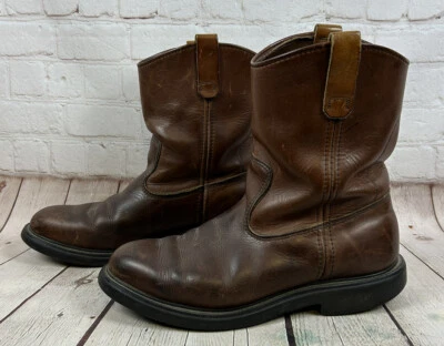 VTG Brown Leather Red Wing Pecos Cowboy Work Boots Size 9.5 E Made In USA - Image 1 of 4