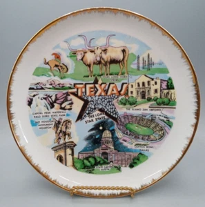 "Plato estatal de recuerdo de porcelana vintage ""The Lone Star State"" - 101⁄4"" de Texas - Imagen 1 de 5