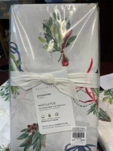 NUOVO set fienile ceramica 2 federe standard vischio natalizie coppia nuove con etichette - Foto 1 di 5