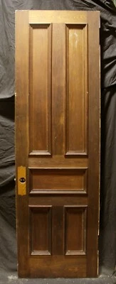 29"x95" Antique Vintage Victorian Cypress Oak Wood Wooden Interior Door 5 Panels - Image 1 of 4