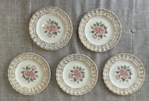 (LOT OF 5) Sebring Pottery USA - China Bouquet Dessert Side Plate - 6 1/4 inches - Picture 1 of 5